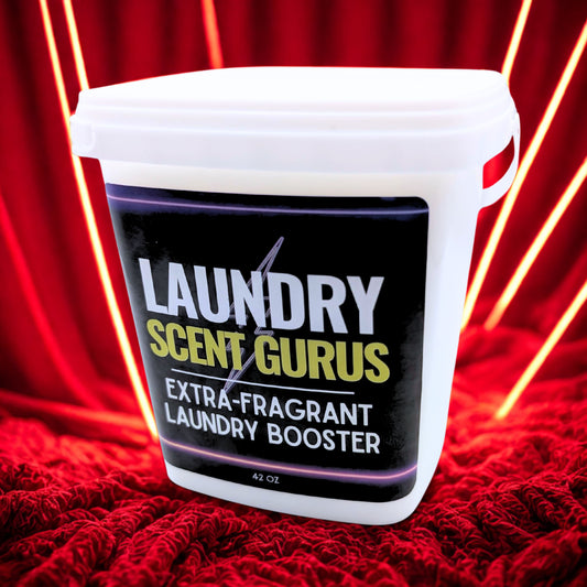 Laundry Scent Gurus Extra-Fragrant Laundry Booster container on a red background