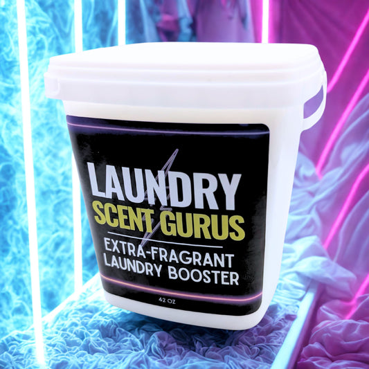 Laundry Scent Gurus Laundry Booster with neon linens background