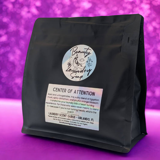 Black bag with a label on a purple background